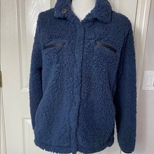 Victory Sportwear Womens Large Fleece Navy Jacket with Snap Front closure